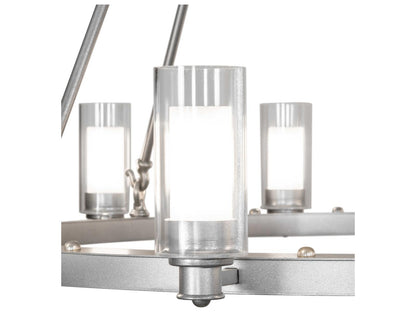 Meyda Loxley Strip 12-Light LED Cylinder Round Chandelier in Sparkle Silver