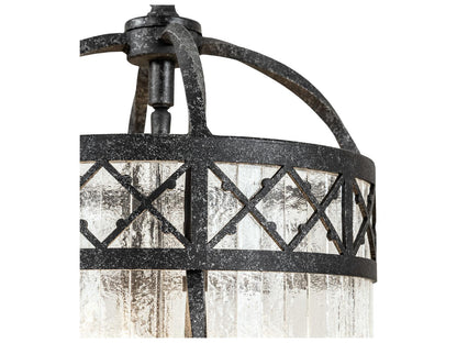 Meyda Antencio 3-Light Gunmetal Glass Candelabra Cylinder Chandelier with Seeded Glass