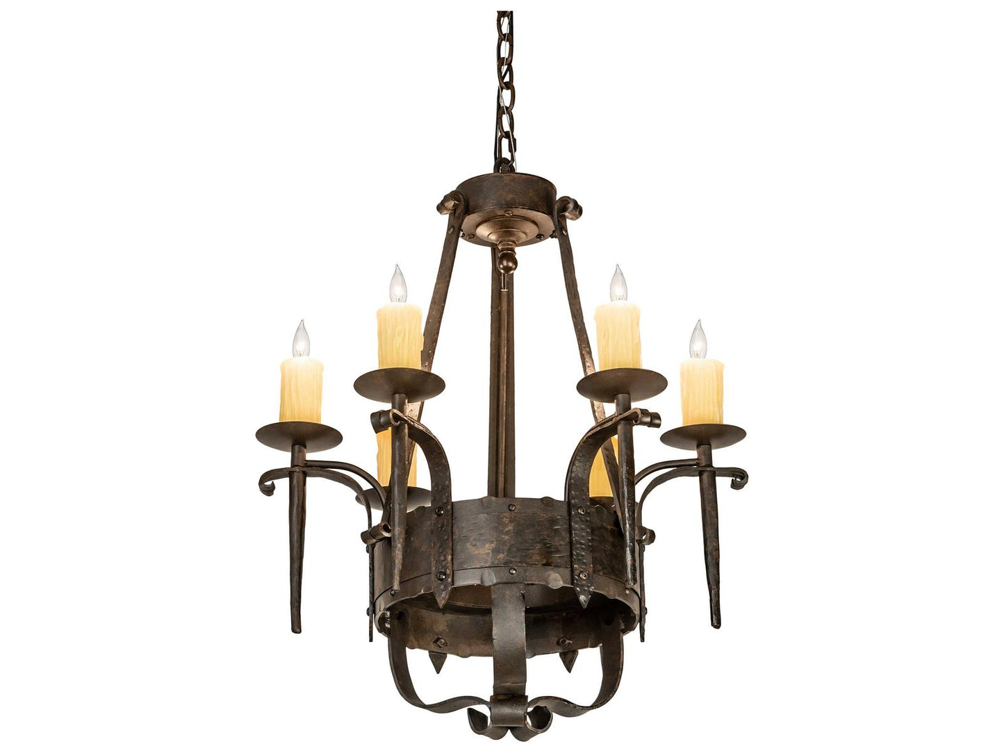 Meyda 6-Light Costello Candelabra Chandelier in Chestnut Brown