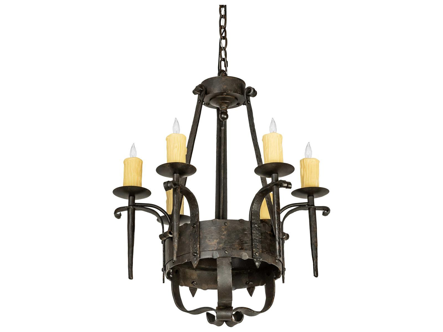 Meyda 6-Light Costello Candelabra Chandelier in Chestnut Brown