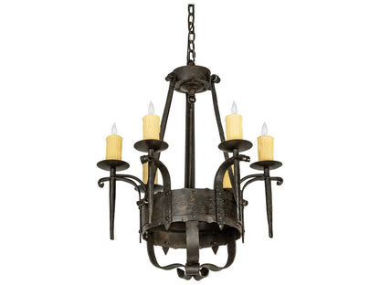 Meyda 6-Light Costello Candelabra Chandelier in Chestnut Brown