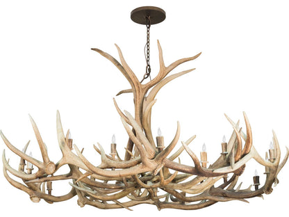 Meyda Antlers 18-Light Candelabra Chandelier in Antique Copper with Off-White Accents