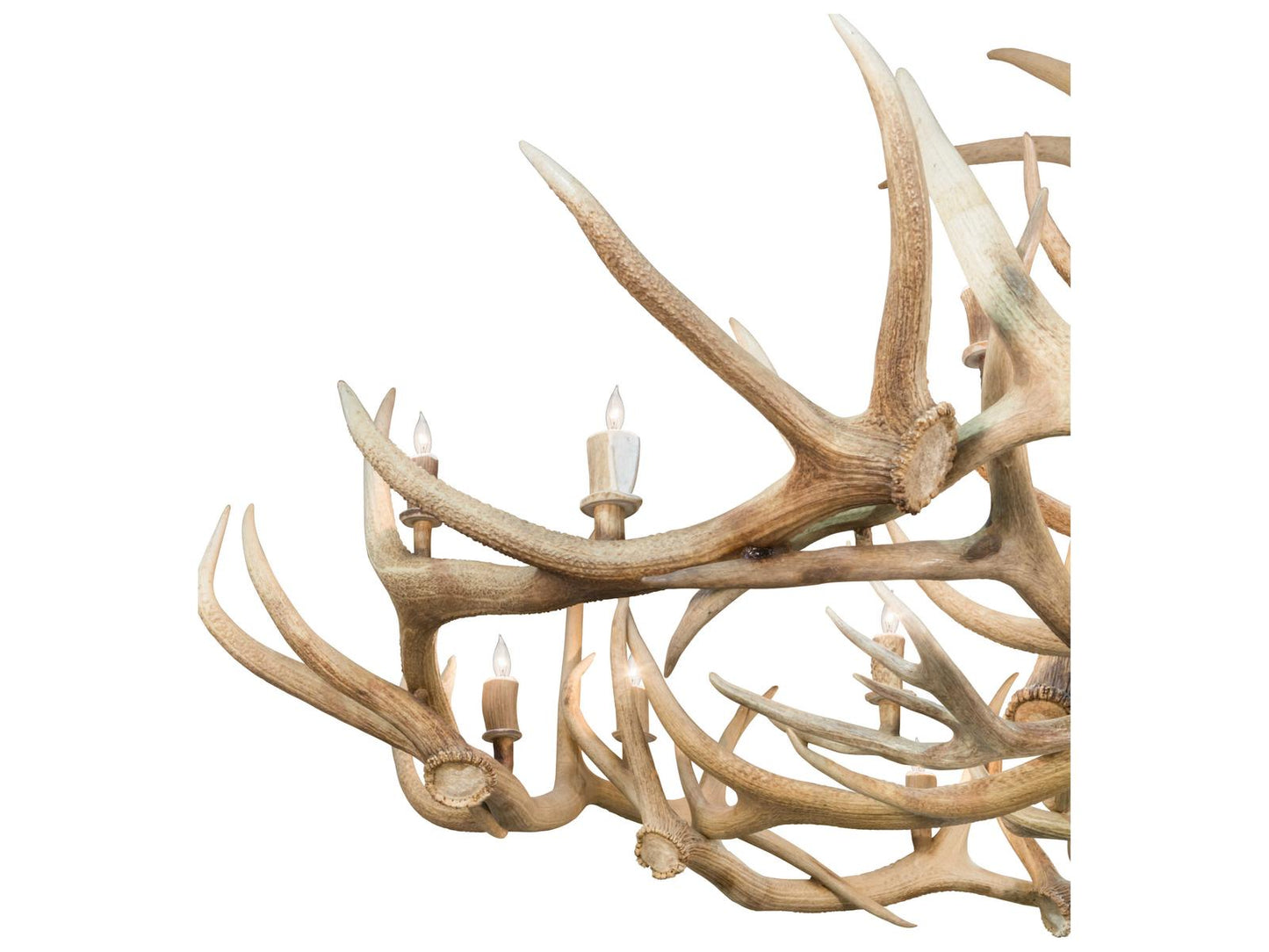 Meyda Antlers 18-Light Candelabra Chandelier in Antique Copper with Off-White Accents
