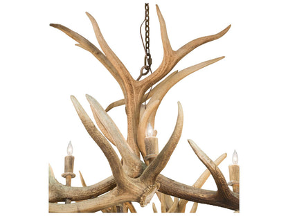 Meyda Antlers 18-Light Candelabra Chandelier in Antique Copper with Off-White Accents