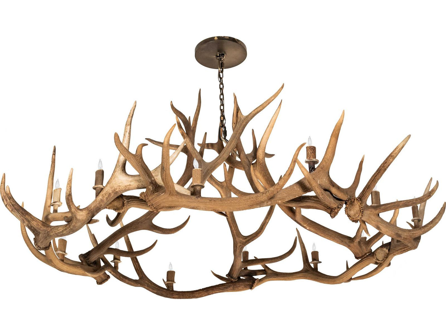 Meyda Antlers 12-Light Antique Copper Candelabra Chandelier