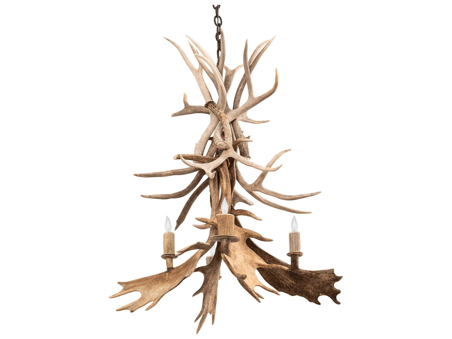 Meyda Antlers 4-Light Off White Candelabra Chandelier with Faux Antlers