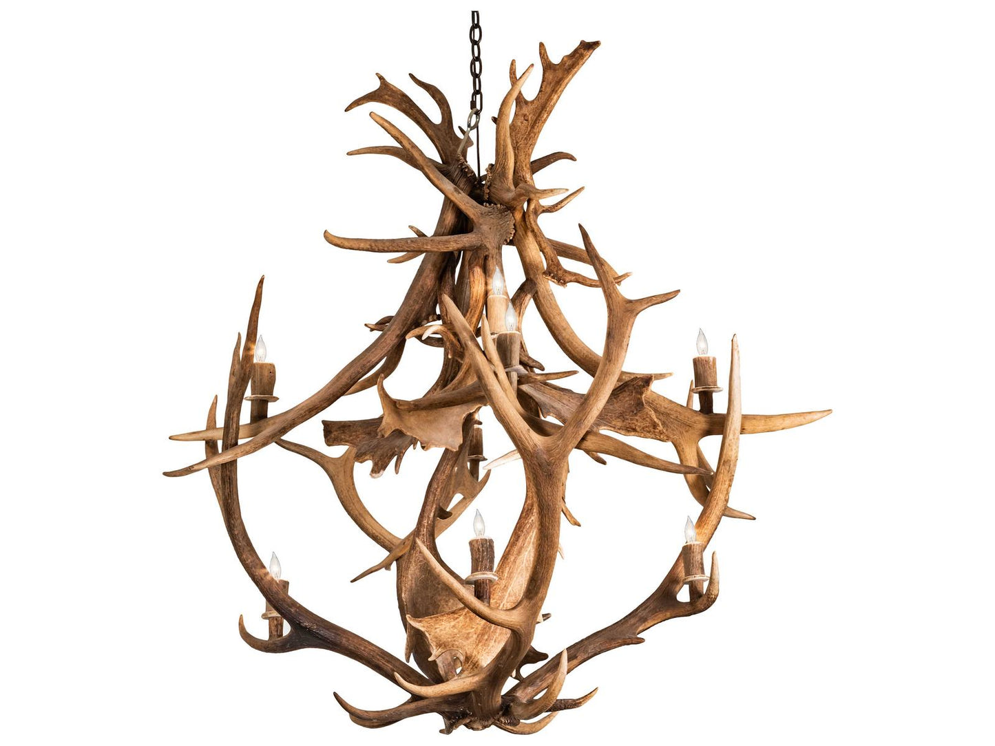 Meyda Antlers 10-Light Chandelier in Antique Copper Finish