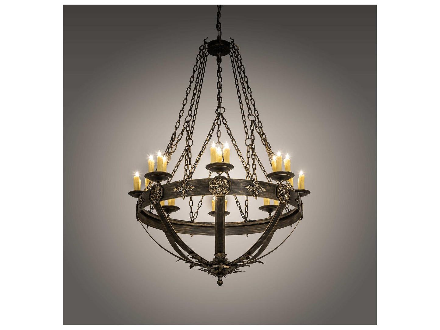Meyda Neapolis 24-Light Candelabra Chandelier in Textured Black Gold
