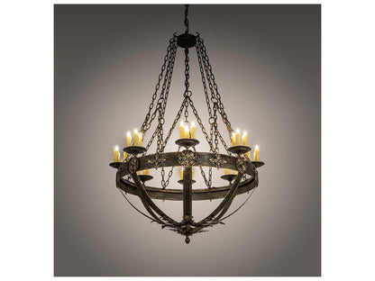 Meyda Neapolis 24-Light Candelabra Chandelier in Textured Black Gold