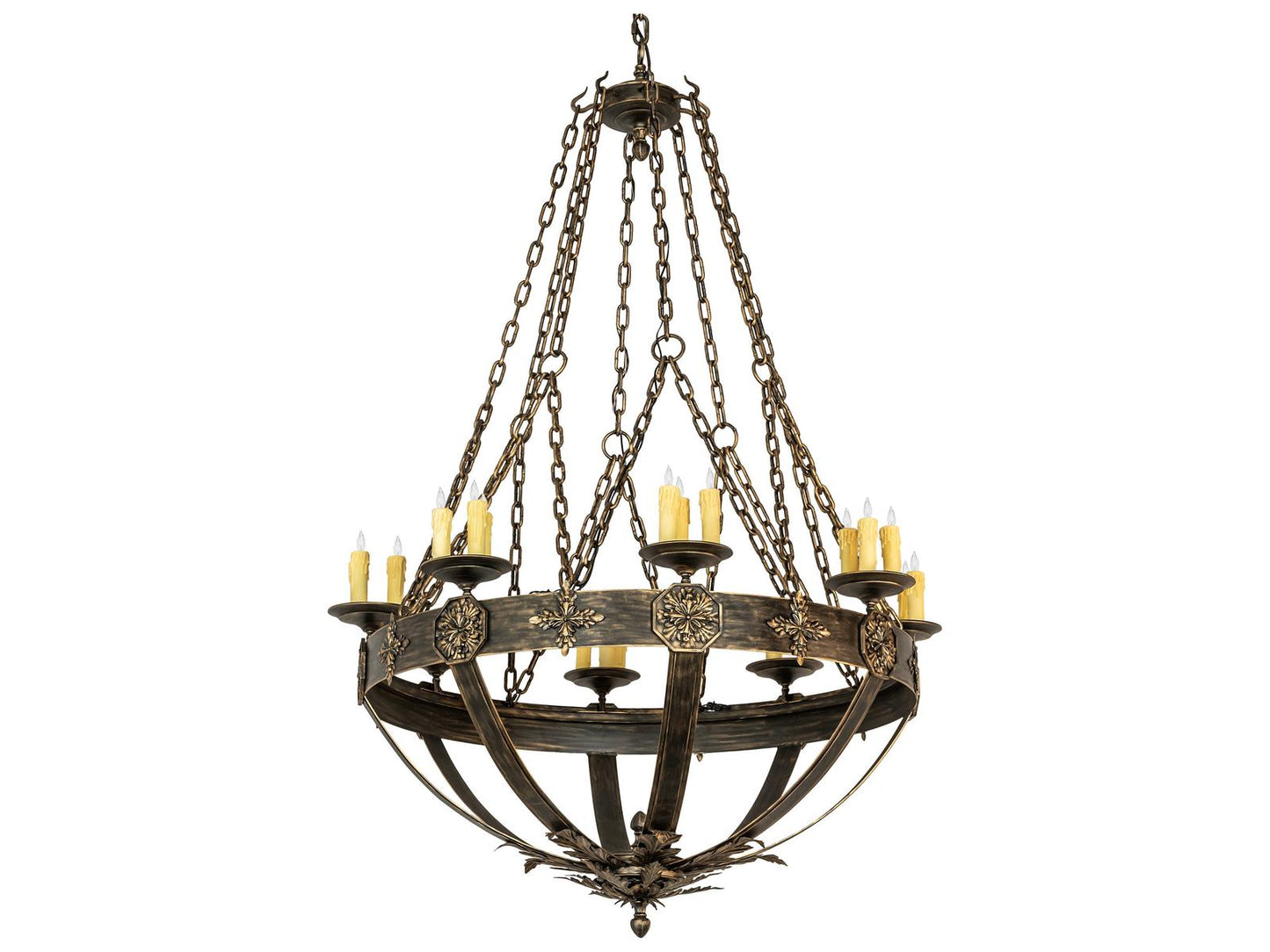 Meyda Neapolis 24-Light Candelabra Chandelier in Textured Black Gold