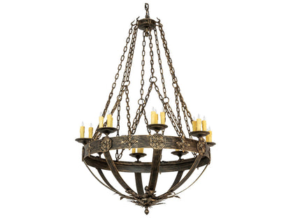 Meyda Neapolis 24-Light Candelabra Chandelier in Textured Black Gold