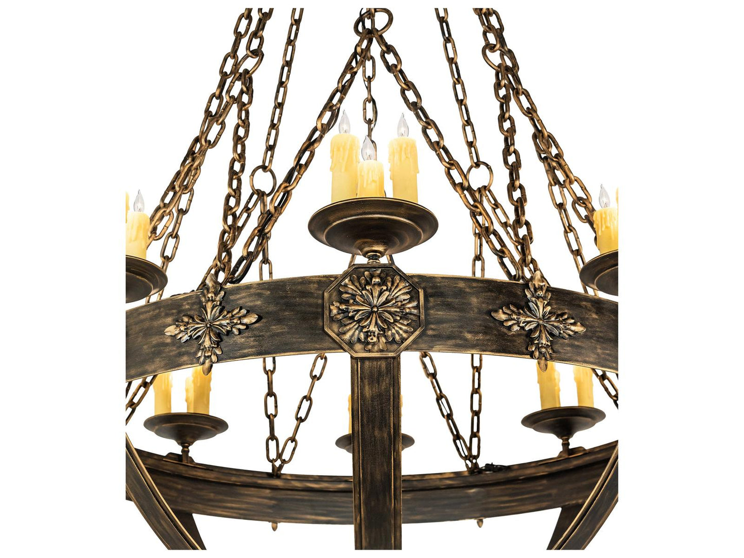 Meyda Neapolis 24-Light Candelabra Chandelier in Textured Black Gold