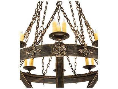 Meyda Neapolis 24-Light Candelabra Chandelier in Textured Black Gold