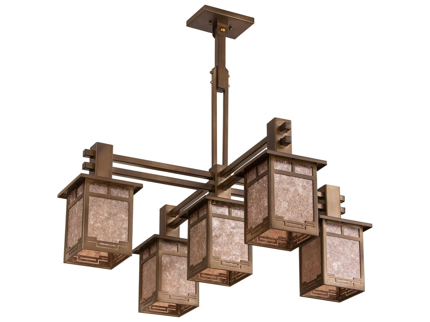 Meyda Roylance 5-Light Antique Copper Silver Geometric Lantern Chandelier