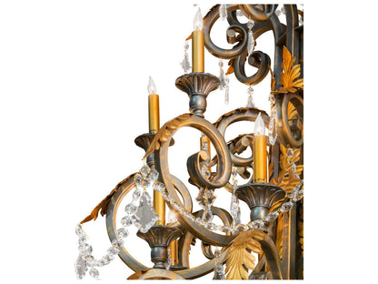 Meyda Serratina 32-Light French Bronzed Crystal Gold Candelabra Tiered Chandelier