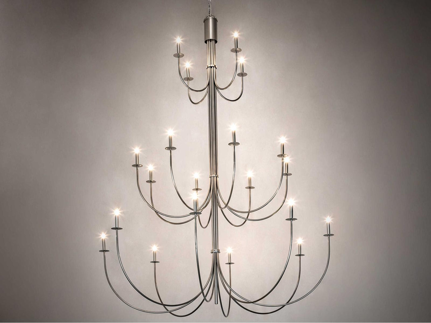 Meyda Cheal 20-Light Candelabra Tiered Chandelier in Nickel Finish