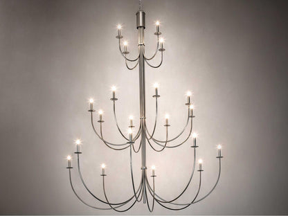 Meyda Cheal 20-Light Candelabra Tiered Chandelier in Nickel Finish