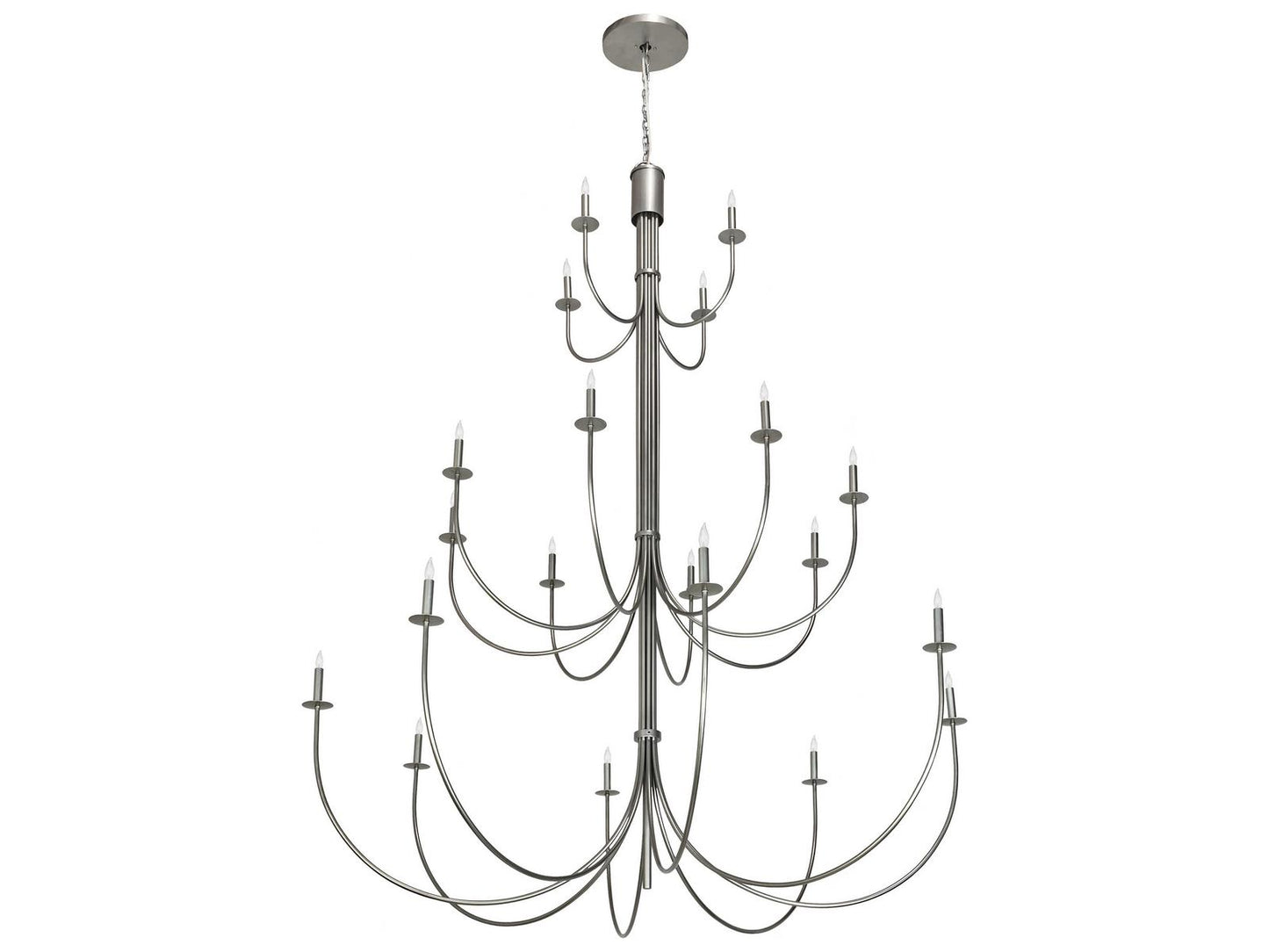 Meyda Cheal 20-Light Candelabra Tiered Chandelier in Nickel Finish