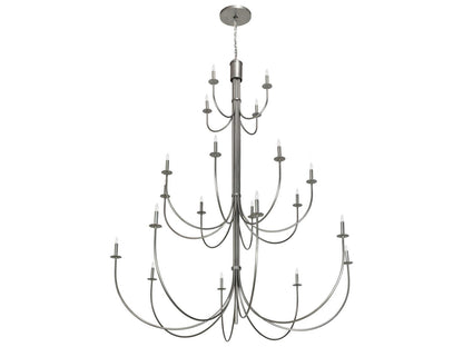 Meyda Cheal 20-Light Candelabra Tiered Chandelier in Nickel Finish