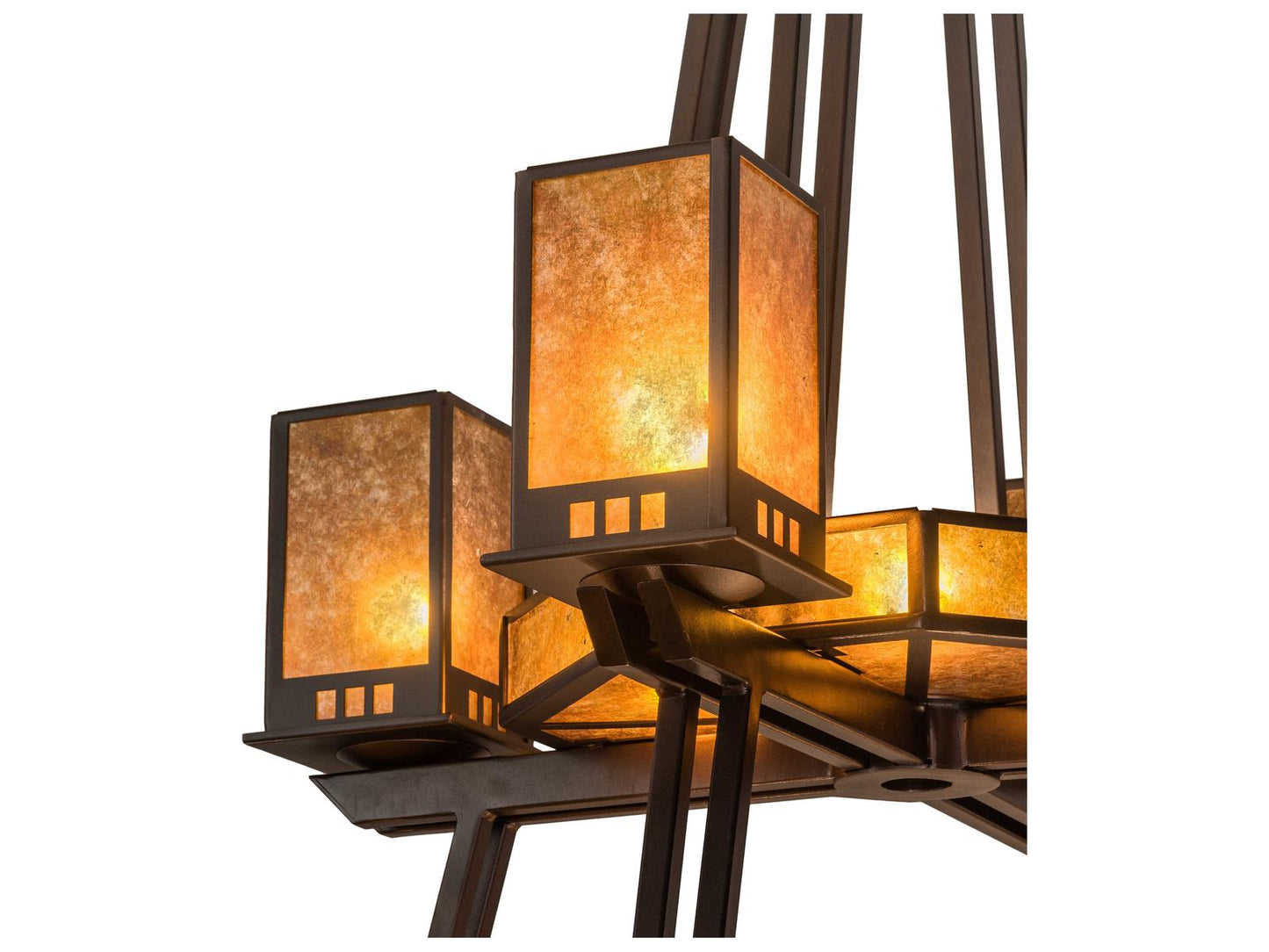 Meyda Avondale 24-Light Tiered Chandelier in Mahogany Bronze with Amber Mica