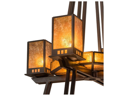 Meyda Avondale 24-Light Tiered Chandelier in Mahogany Bronze with Amber Mica