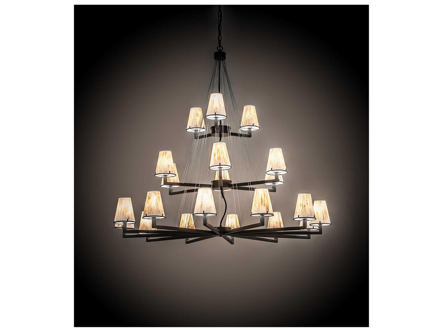 Meyda St. Lawrence 21-Light Oil Rubbed Bronze Empire Tiered Chandelier with Faux Linen Shades