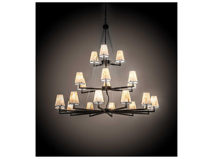 Meyda St. Lawrence 21-Light Oil Rubbed Bronze Empire Tiered Chandelier with Faux Linen Shades