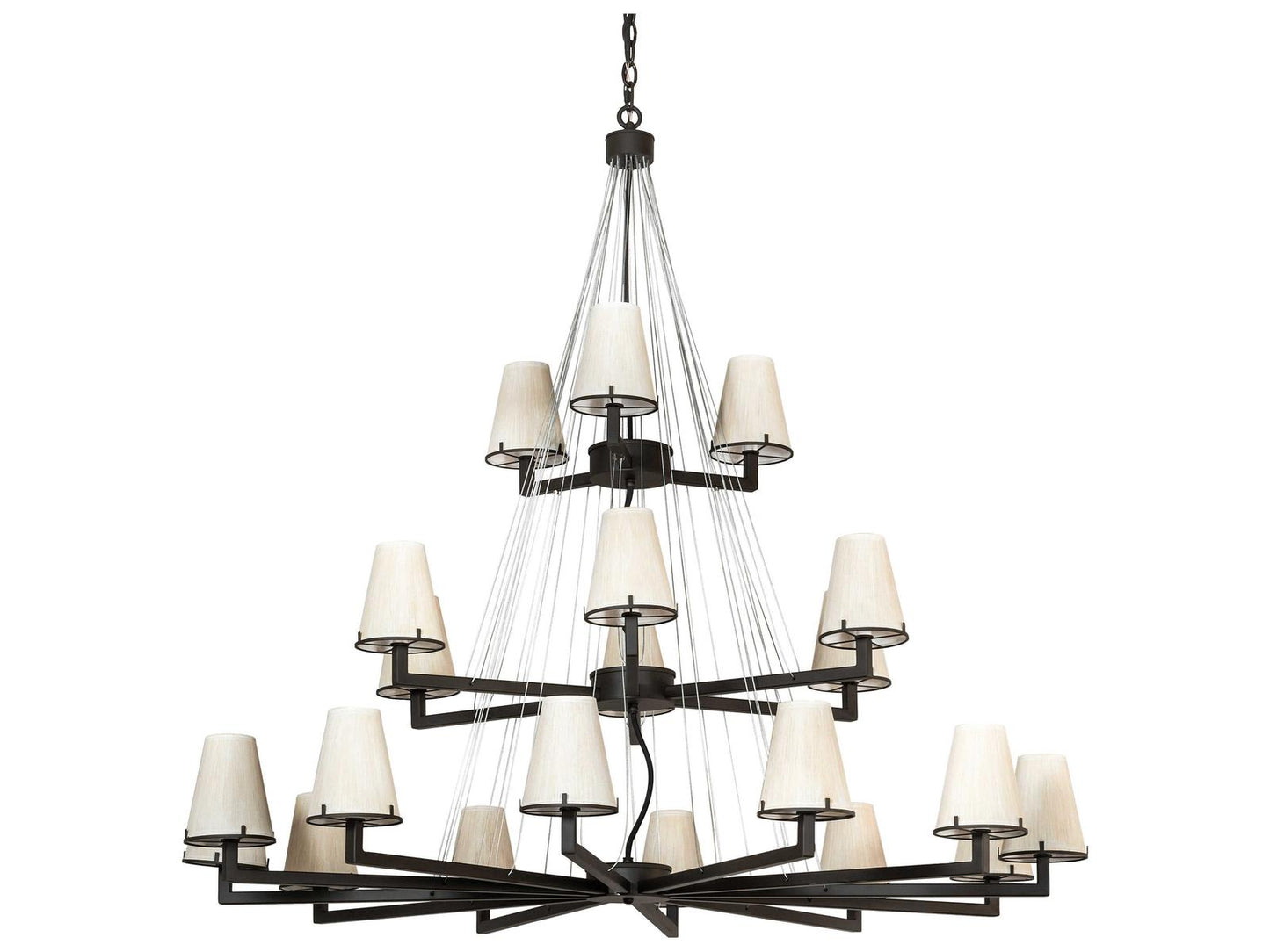 Meyda St. Lawrence 21-Light Oil Rubbed Bronze Empire Tiered Chandelier with Faux Linen Shades