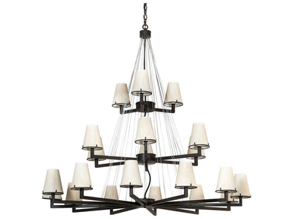 Meyda St. Lawrence 21-Light Oil Rubbed Bronze Empire Tiered Chandelier with Faux Linen Shades
