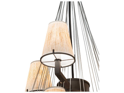 Meyda St. Lawrence 21-Light Oil Rubbed Bronze Empire Tiered Chandelier with Faux Linen Shades