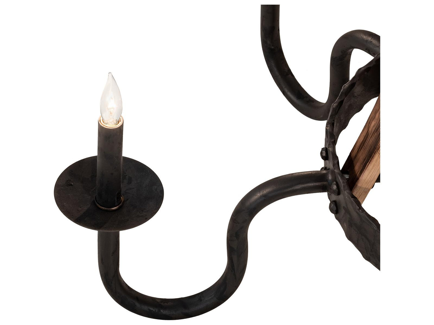 Meyda Barrel Stave 7-Light Natural Wood Black Candelabra Chandelier