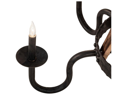 Meyda Barrel Stave 7-Light Natural Wood Black Candelabra Chandelier