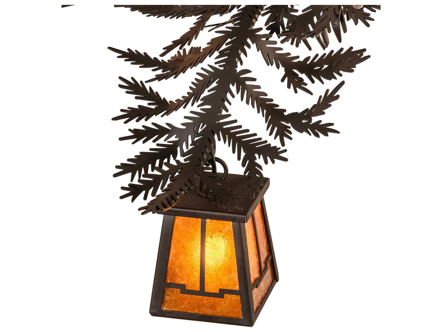 Meyda 5-Light Pine Branch Valley View Lantern Chandelier in Oil Rubbed Bronze