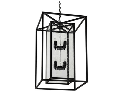 Meyda Kitzi Box 8-Light Black Clear Seedy Glass Candelabra Geometric Chandelier