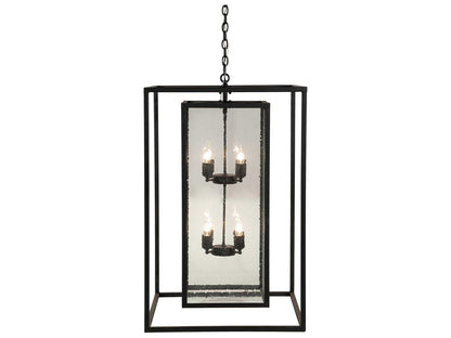 Meyda Kitzi Box 8-Light Black Clear Seedy Glass Candelabra Geometric Chandelier