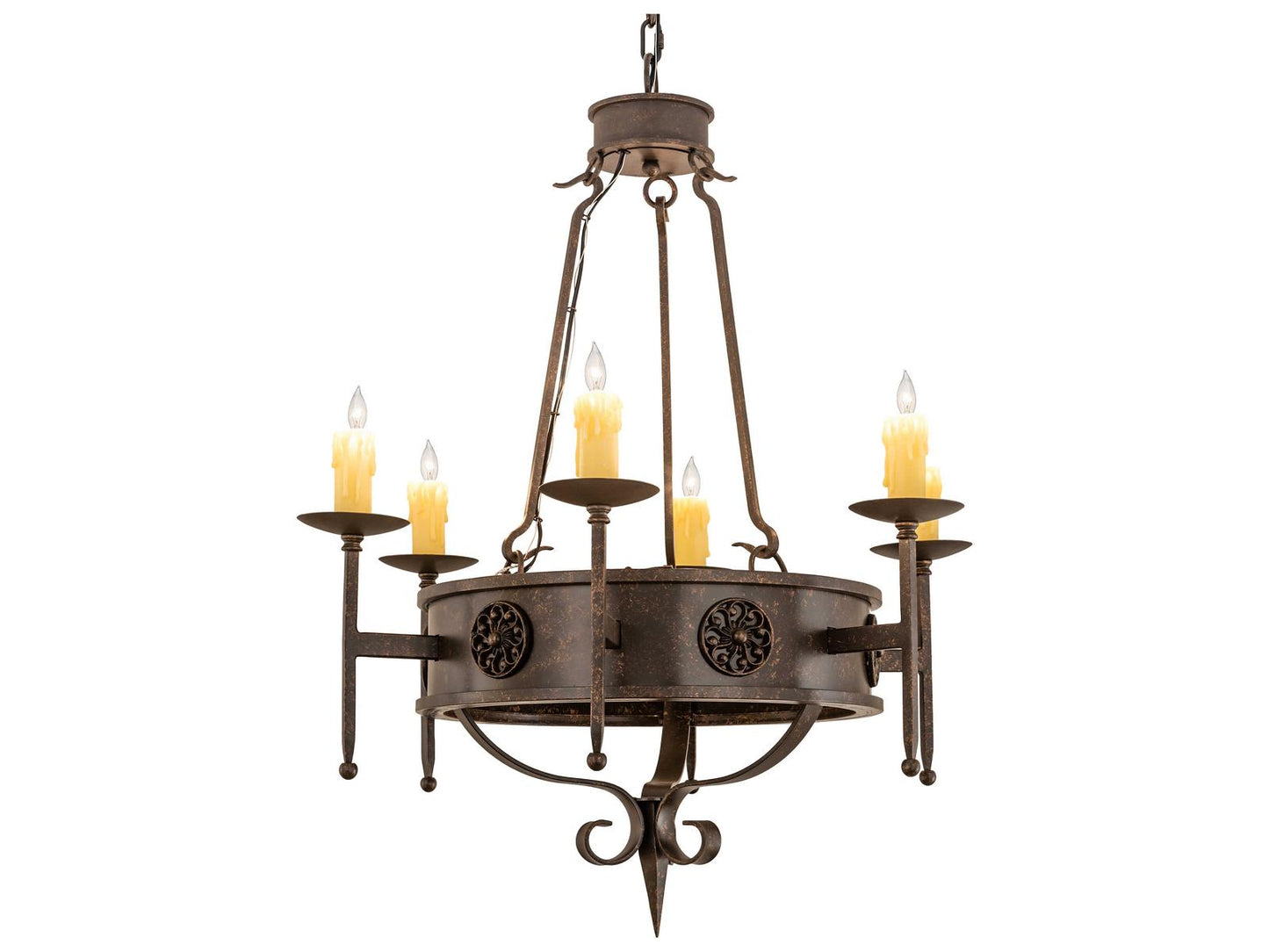 Meyda Lorenzo 6-Light Candelabra Chandelier in Gilded Tobacco Finish