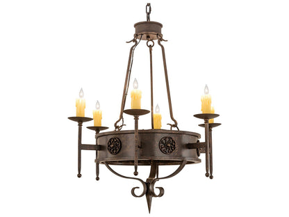 Meyda Lorenzo 6-Light Candelabra Chandelier in Gilded Tobacco Finish