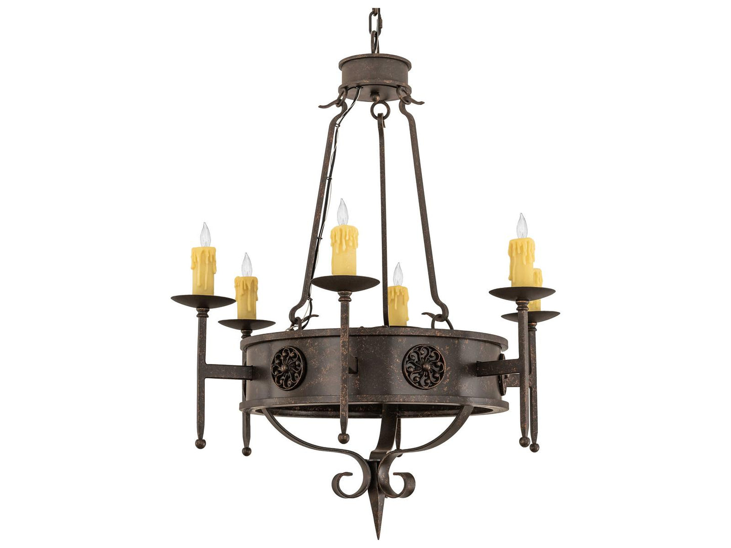 Meyda Lorenzo 6-Light Candelabra Chandelier in Gilded Tobacco Finish
