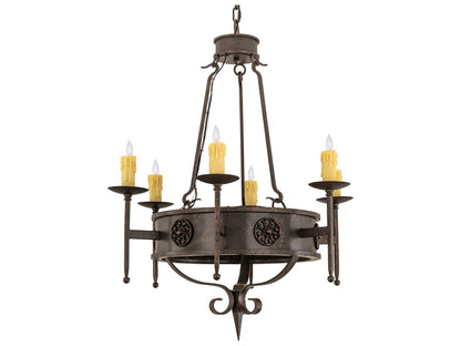 Meyda Lorenzo 6-Light Candelabra Chandelier in Gilded Tobacco Finish