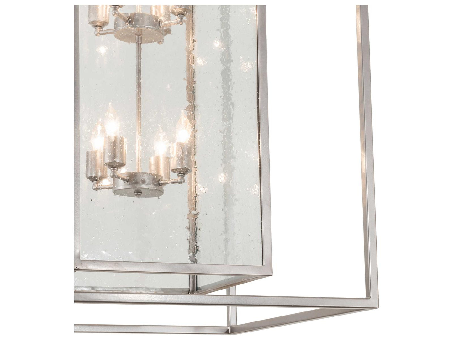 Meyda Kitzi Box 8-Light Geometric Chandelier in Nickel with Clear Seeded Glass