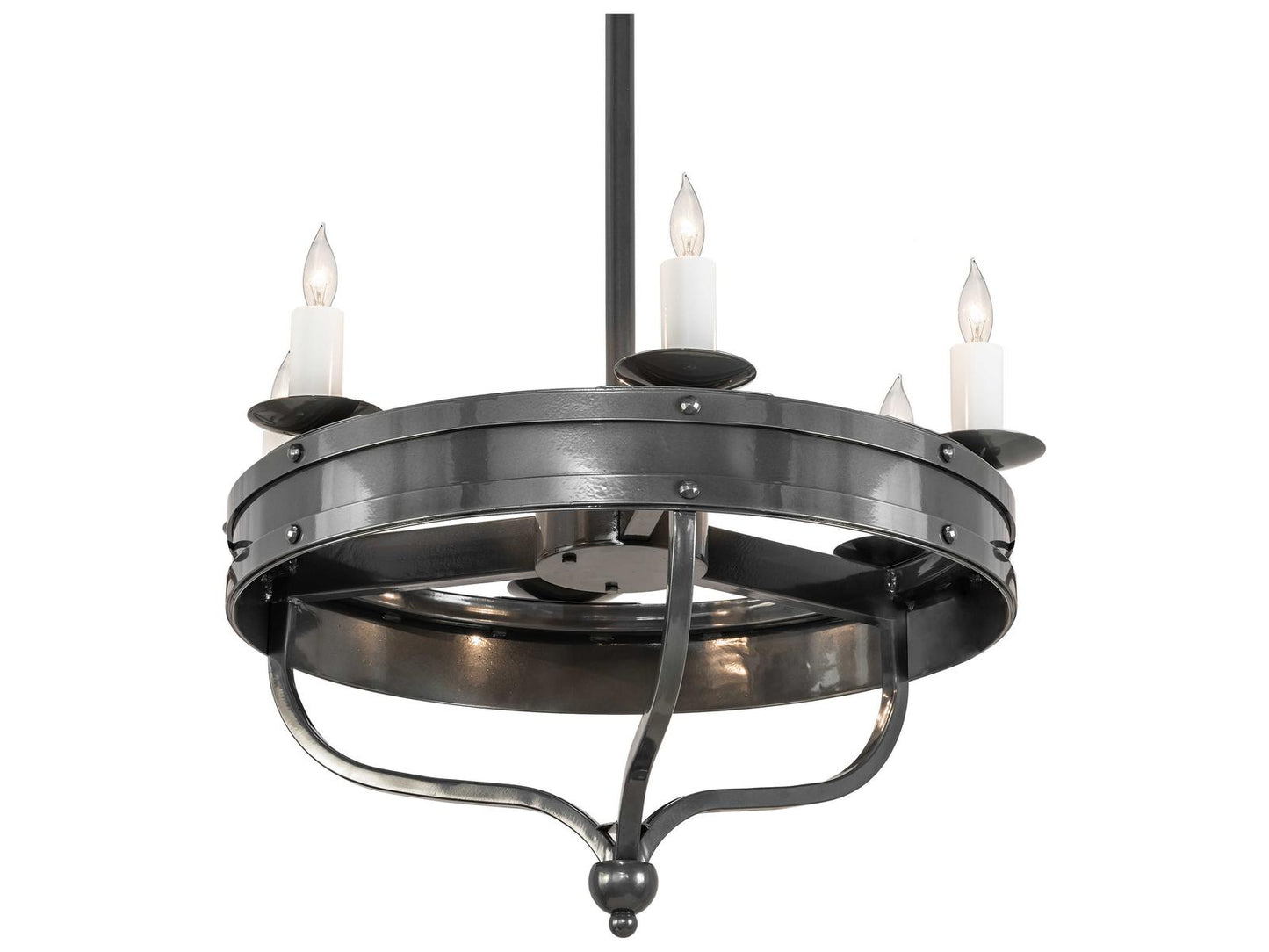 Meyda Parnella 6-Light Charcoal Gray Chandelier with White Faux Candlelights