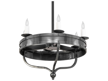 Meyda Parnella 6-Light Charcoal Gray Chandelier with White Faux Candlelights