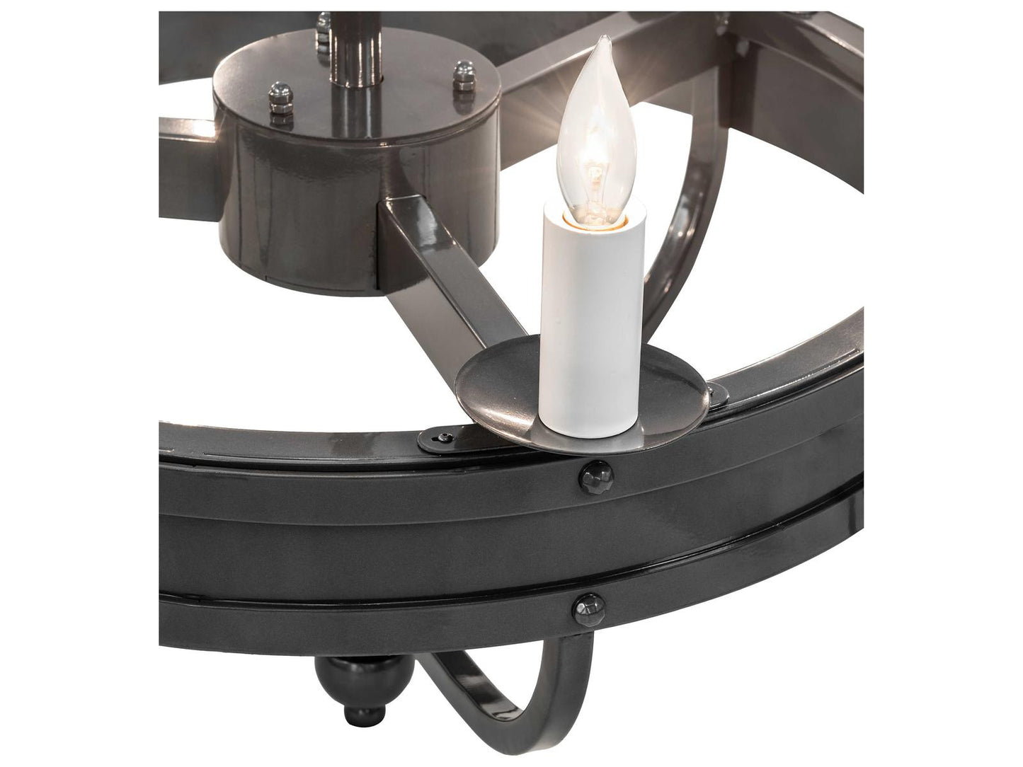 Meyda Parnella 6-Light Charcoal Gray Chandelier with White Faux Candlelights