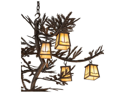 Meyda 12-Light Pine Branch Valley View Chandelier in Gilded Tobacco with Beige Glass