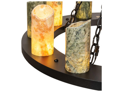 Meyda Loxley 12-Light Wrought Iron Chandelier with Green Jadestone Shades