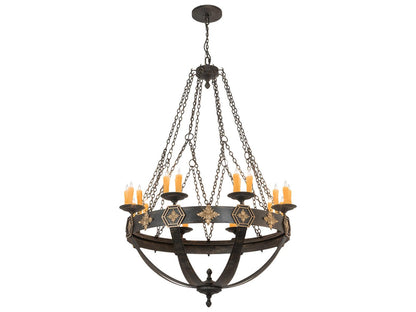 Meyda Neapolis 24-Light Candle Style Chandelier in Textured Black and Soft Gold