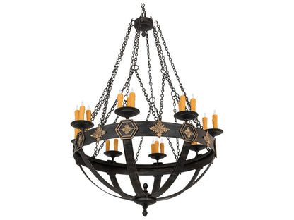 Meyda Neapolis 24-Light Candle Style Chandelier in Textured Black and Soft Gold