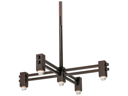 Meyda 5-Light Roylance Chandelier with Geometric Off White Glass in Mahogany Bronze