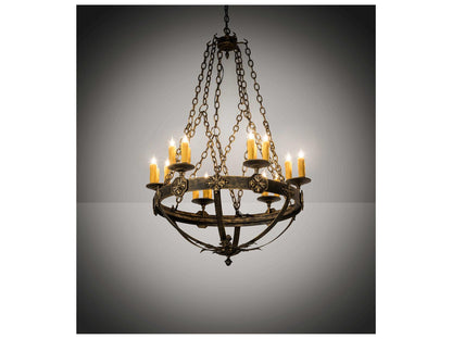 Meyda Neapolis 18-Light Candelabra Chandelier in Textured Black with Gold Highlights