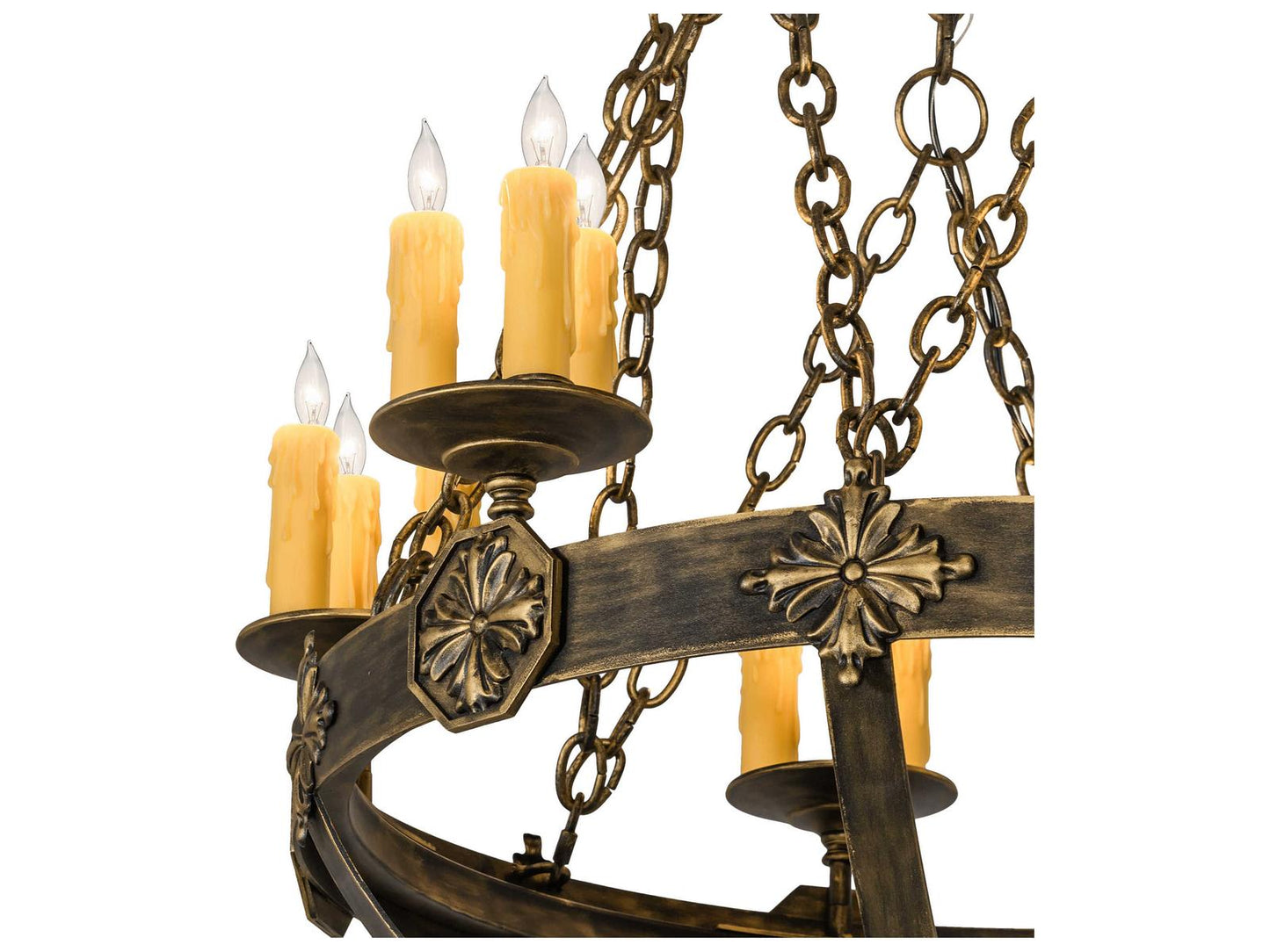 Meyda Neapolis 18-Light Candelabra Chandelier in Textured Black with Gold Highlights